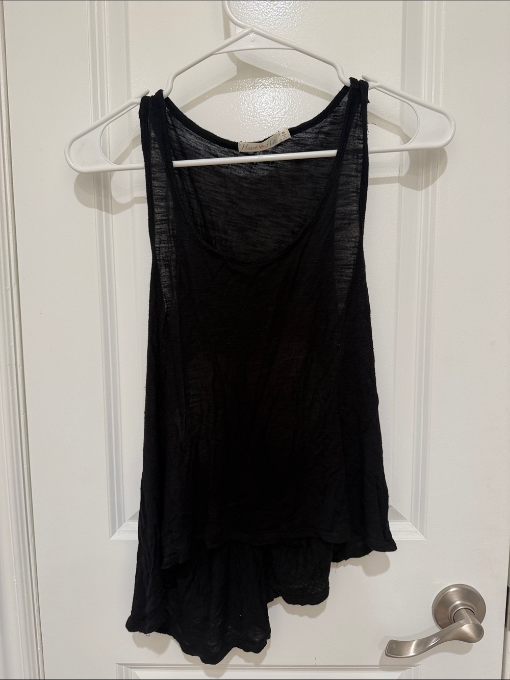 Heart Hips Asymmetric Black Lightweight Tank w/ Back Accent